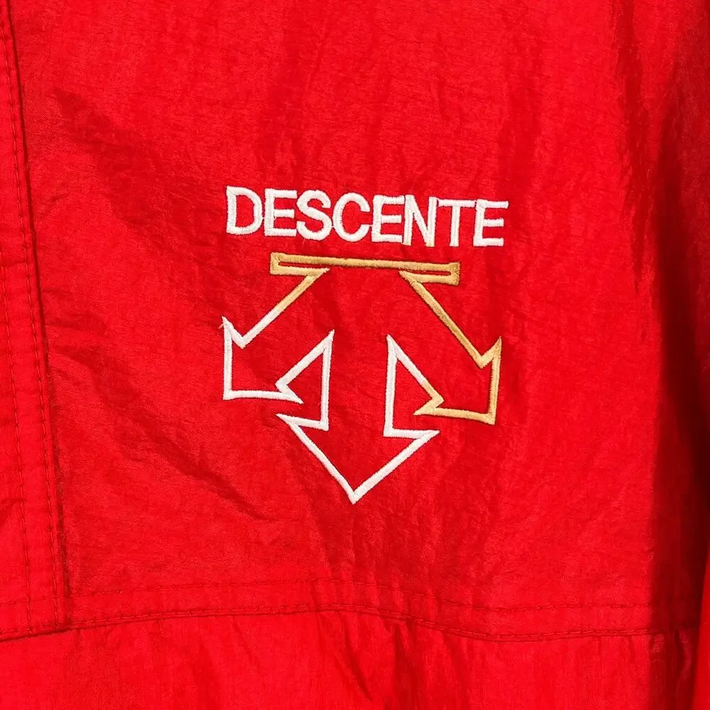 Vintage 80s Descente Red Pullover Windbreaker Jacket Mens Size 1 Medium